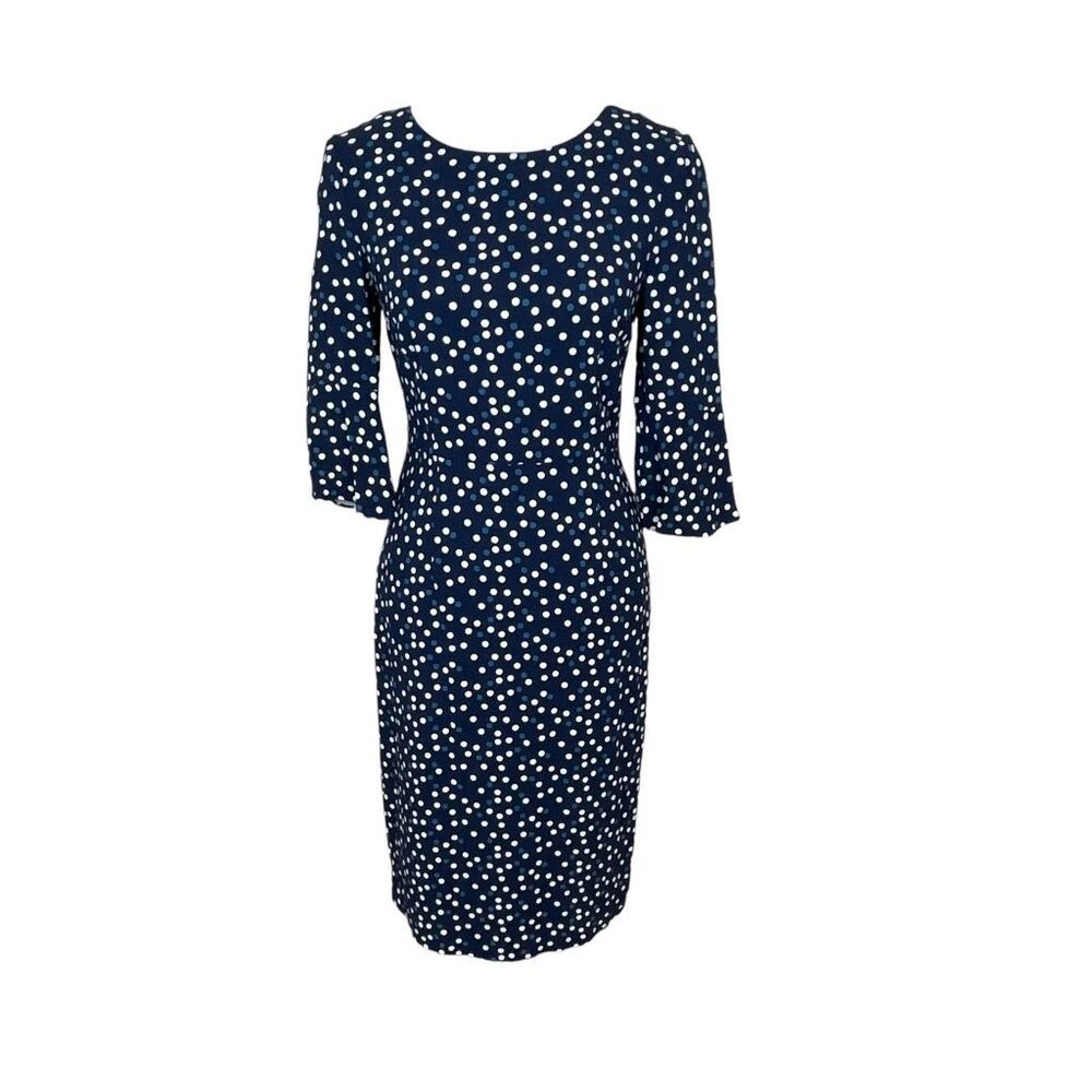 Boden Polka Dot 3/4 Sleeve Dress Navy Size 4